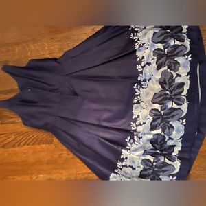 Janie and Jack navy with blue and white flowers dress.  Light blue bow included